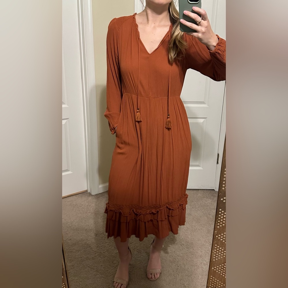 Knox Rose Midi Rust Dress, M, EUC